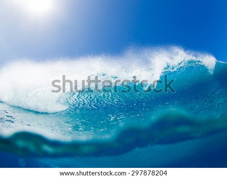 Blue Ocean Wave, Tropical Island Atoll, Nature Untouched Paradise