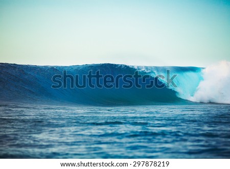 Blue Ocean Wave, Tropical Island Atoll, Nature Untouched Paradise