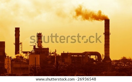 Industrial Factory and Polluted Sky