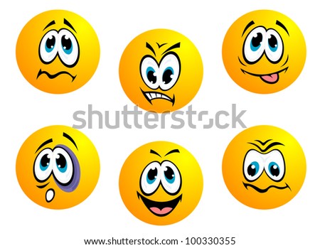 Cartoon Faces. Jpeg Version Also Available In Gallery Stock Vector