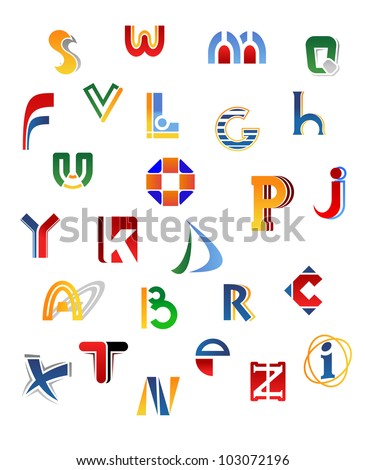 Logo Design Alphabet on Vector   Set Of Full Alphabet Letters In Different Design  Such Logo