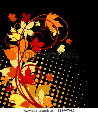Autumnal leaves background with bright colors for seasonal design. Vector version also available in gallery