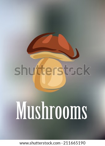 Forest colorful mushroom isolated on blur background. suitable for food, pizza and restaurant design