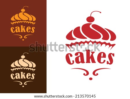 Cream dessert cakes bakery logo or emblem for food, cafe or restaurant menu design