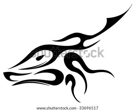 Silhouette of deer in tribal tattoo elements