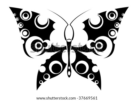 stock photo Isolated butterfly tattoos in tribal style abstract emblem 