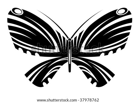 stock photo Isolated butterfly tattoo in tribal style abstract emblem or 