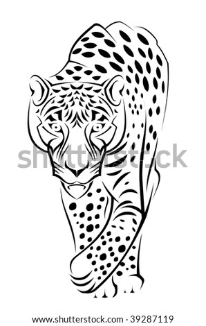 Jaguar Cartoon. Beautiful wild jaguar