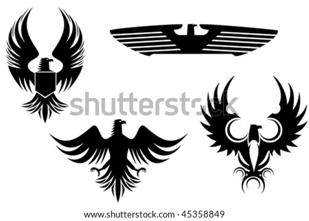 Eagle symbol isolated on white for tattoo design. Jpeg