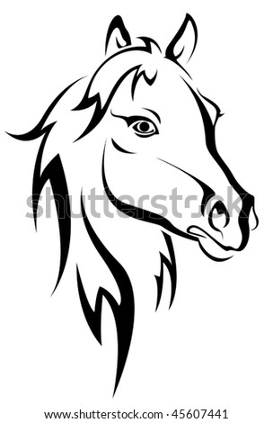 horse head profile. Black horse silhouette