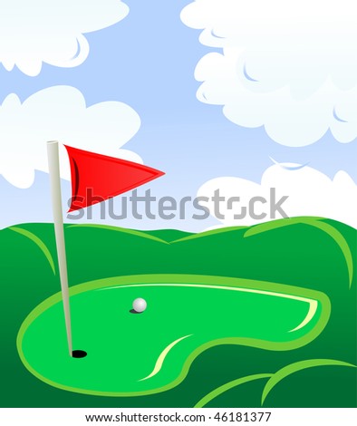 Golf field landscape as a concept of golf game. Vector version is also available