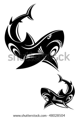 shark tattoo flash. photo : Black shark tattoo