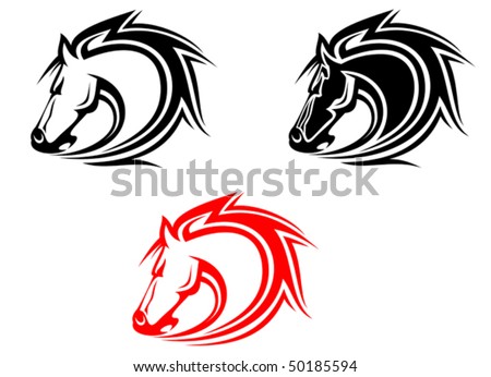 Set of horses tattoos isolated on white. Jpeg version