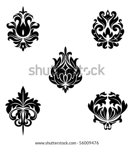 Black Flower Patterns. Jpeg Version Also Available In Gallery Stock