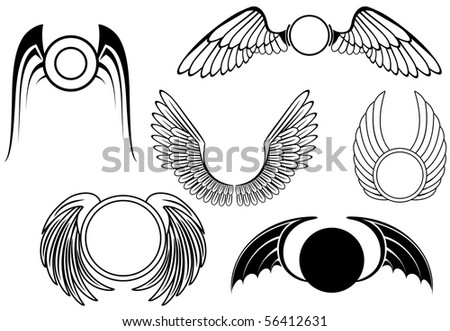 stock photo Set of wing symbols also as emblem