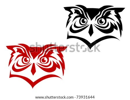 black and white owl tattoos. stock vector : Owl tattoos