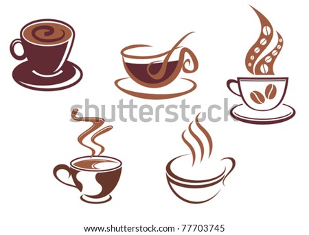 Coffee and tea symbols and icons for food design, such a logo. Jpeg version also available in gallery - stock vector
