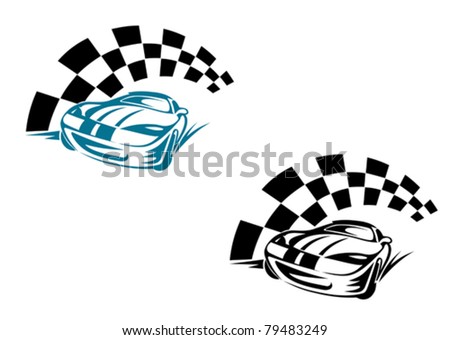 stock vector Racing cars and symbols for sports or tattoo design