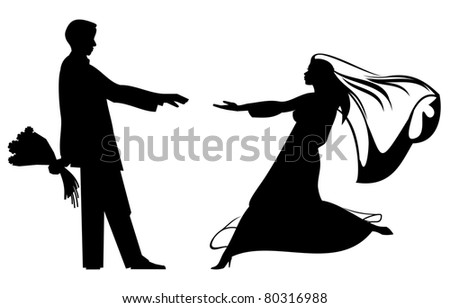 cartoon wedding silhouette