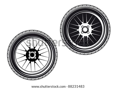 Tire Rims on Stock Vector   Car Wheels And Tires Isolated On White Background  Such