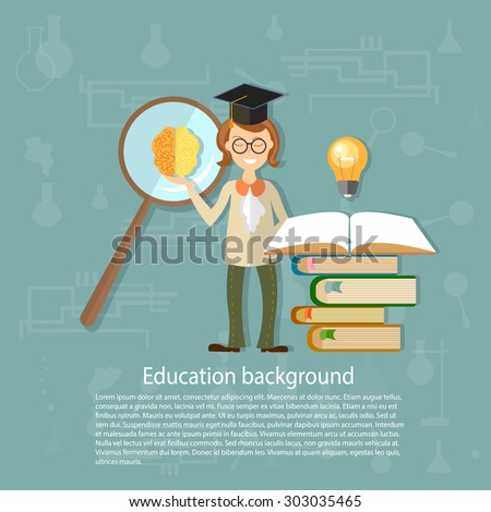 Education concept back to school teacher students open textbook knowledge teaching school board university think lessons idea vector background