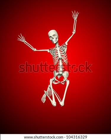 Skeleton that is jumping for joy