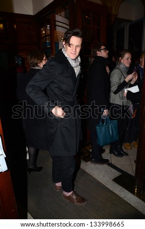 LONDON - MARCH 22: Matt Smith Attends The Press Night Of The Curious Incident Of The Dog In The Night in London March 22nd, 2013 in London, England.