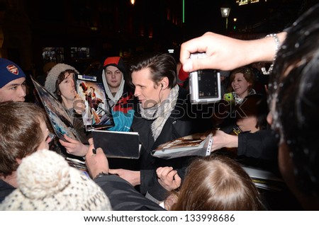 LONDON - MARCH 22: Matt Smith and Fans Attends The Press Night Of The Curious Incident Of The Dog In The Night in London March 22nd, 2013 in London, England.