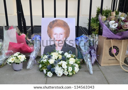London - April 8: Tributes For Ex British Prime Minster Margret Thatcher Victoria In London April 8th, 2013 In London, England.