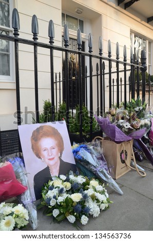 LONDON - APRIL 8: Tributes for Ex British Prime Minster Margret Thatcher Victoria in London April 8th, 2013 in London, England.