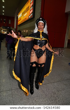 LONDON - MAY 26: People dressing up in Cosplay costume to take part in the MCM expo which has the largest gathering of Cosplayers in the country, , London May 26th, 2013 in London England.