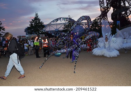London - July 27: The Great British Carnival in the Queen Elizabeth Park, Stratford London  July 27th, 2014 in London England.