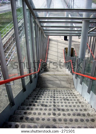 These are steps that lead down to one of the Dockland light railway train stations.