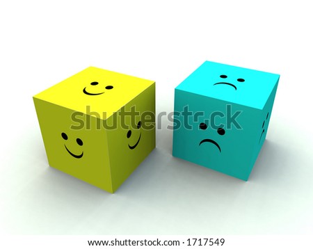 A very sad and very happy cubes.