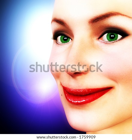 A close up of a happy women\'s face.