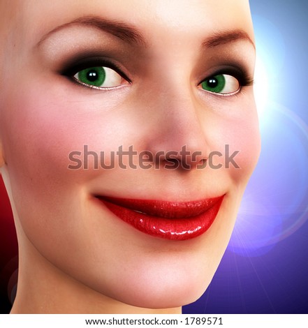 A close up of a happy women\'s face.