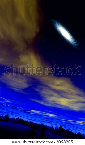 A conceptual image of a alien world in outer space.