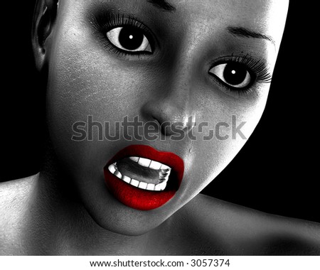 A women\'s face, which is experiencing some fear.