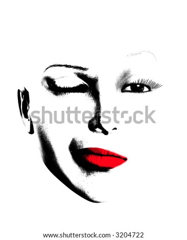 A simple image of a female face that is winking.