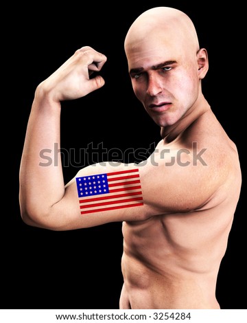 american flag tattoos. the American flag tattooed