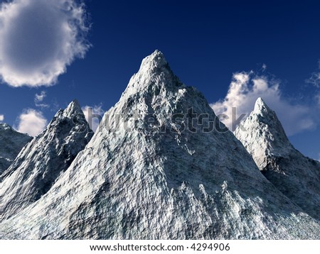 An image of a computer created snowy ice mountain.