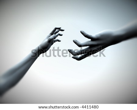 An image of two hands reaching out for each other a possible concept for reaching out a helping hand of friendship.