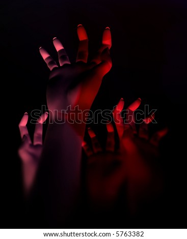 An image for Halloween showing a lot of zombie like hands outreaching.