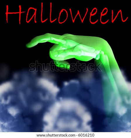 A conceptual image of a x-rayed hand that you can see the bone under the skin, would make a suitable image for Halloween. With added fog effect.