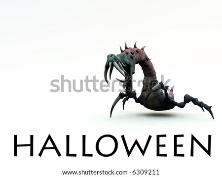 An image of a screaming creepy monster, a suitable image for Halloween.