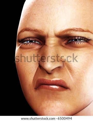 An image of a disgusted women\'s face, having an unpleasant unpalatable sensation.