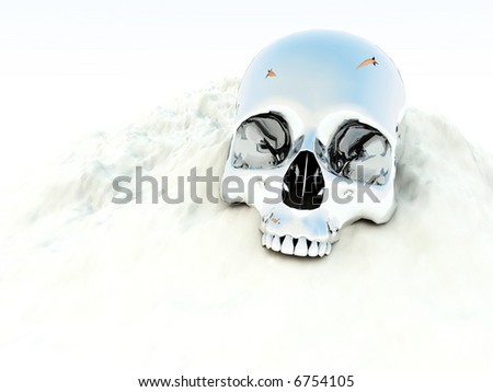 A conceptual image of a metal skull showing the horrors of murder and death,it could be a good image for Halloween.