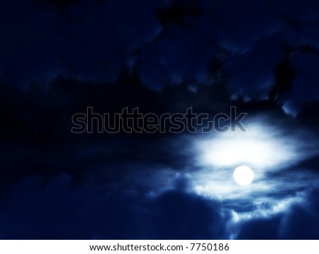 An image of some clouds and moon in a nighttime sky, it would make a good cloudy background.