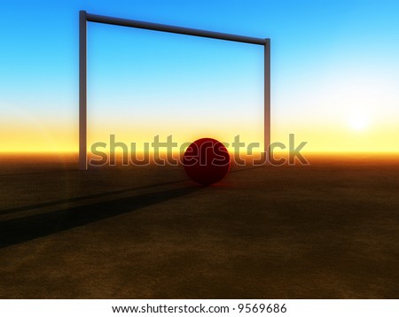 A image of a football and a goalpost.