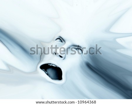 A conceptual image of a face that could be in great pain or could be screaming in fear, it would be a good Halloween image.